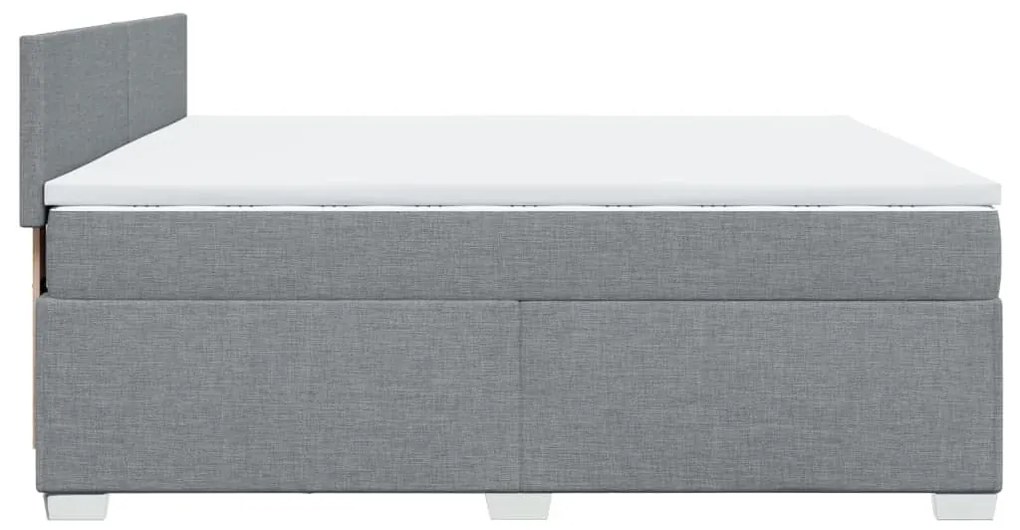 Κρεβάτι Boxspring με Στρώμα Ανοιχτό Γκρι 200x200 εκ. Υφασμάτινο - Γκρι