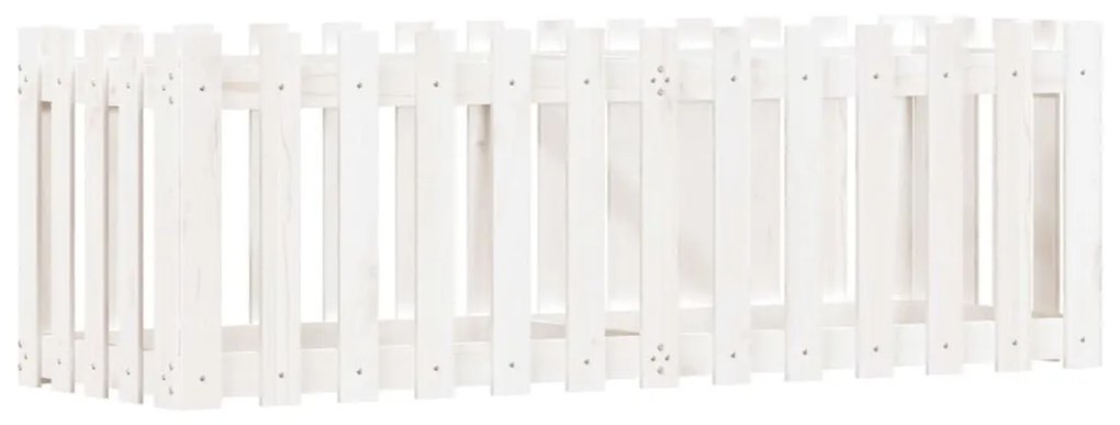Ζαρντινιέρα Υπερυψωμένη Σχ Φράχτη Λευκή 150x50x50εκ Μασίφ Πεύκο - Λευκό