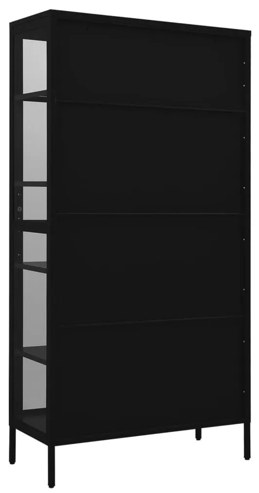 vidaXL Ντουλάπα Βιτρίνας Μαύρη 90 x 40 x 180 εκ. Ατσάλι / Ψημένο Γυαλί