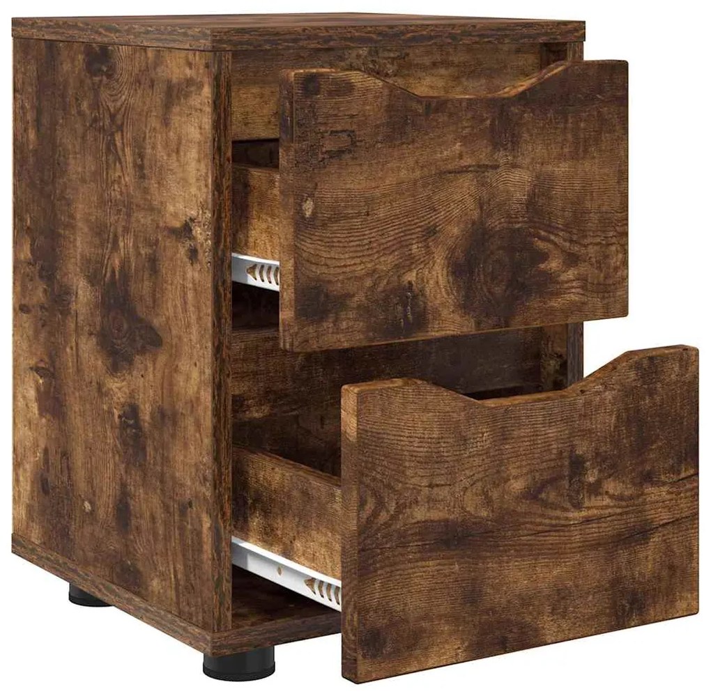 vidaXL Κομοδίνο Καπνιστό Δρύς 30,5 x 30 x 43 εκ Επεξεργασμένο ξύλο