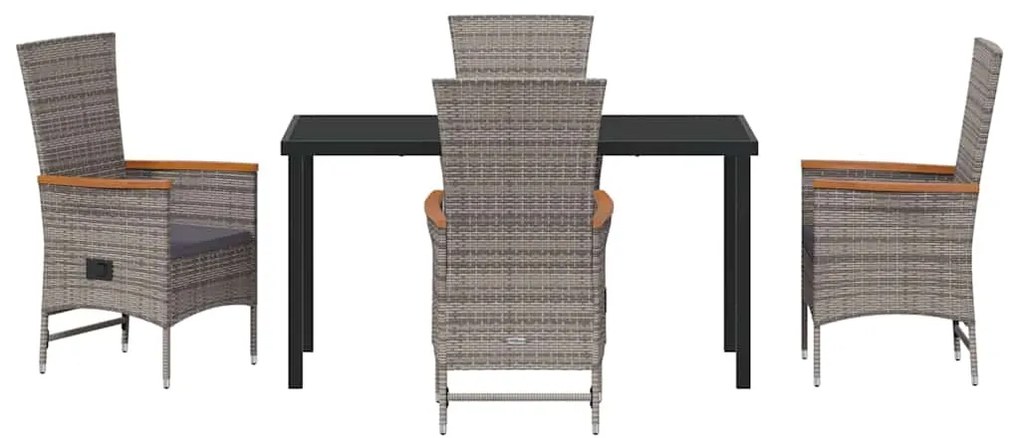 vidaXL Σέτ φαγητού για κήπο 5 pcs Γκρι Χάλυβας με επίστρωση πούδρας