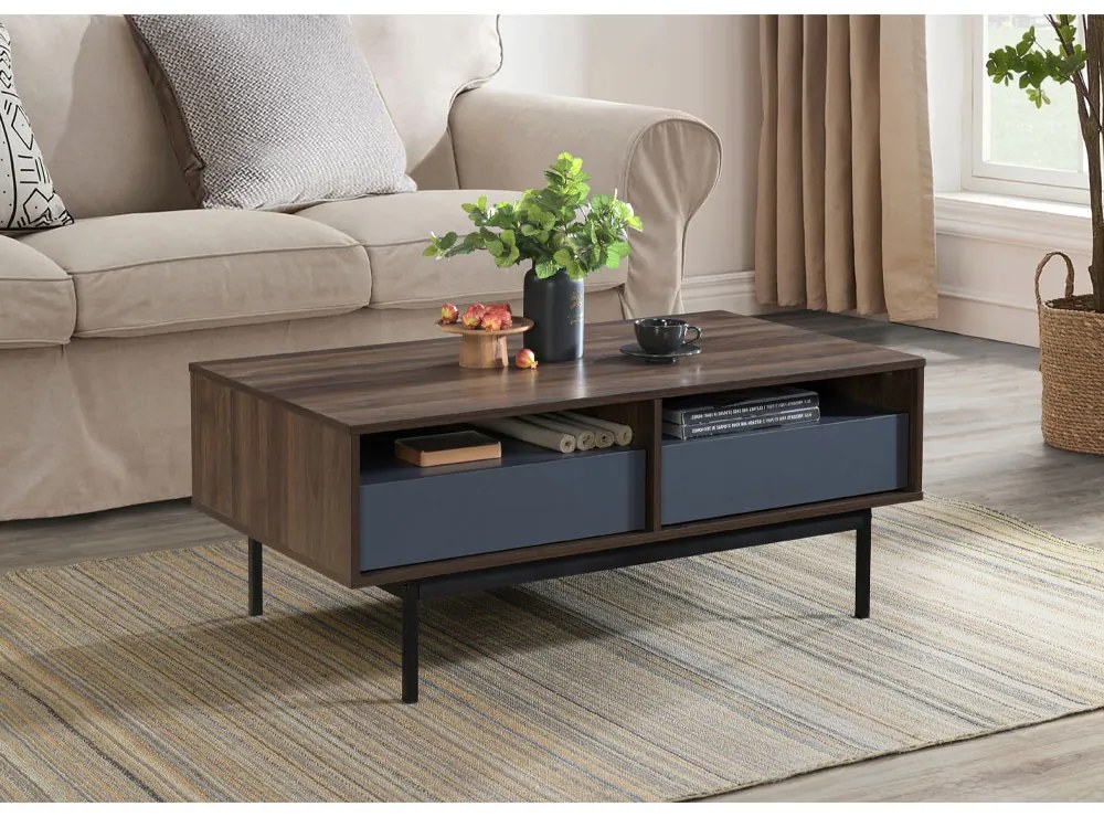 GROOVES COFFEE TABLE 2ΣΥΡΤΑΡΙΑ WOTAN OAK ΓΚΡΙ 110x60xH45cm - 04-0893 - 04-0893