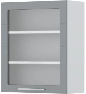 Ντουλάπι κρεμαστό Hudson V7-60-1KS με βιτρίνα-Λευκό - Γκρι - 60.00Χ32.00Χ72.00cm