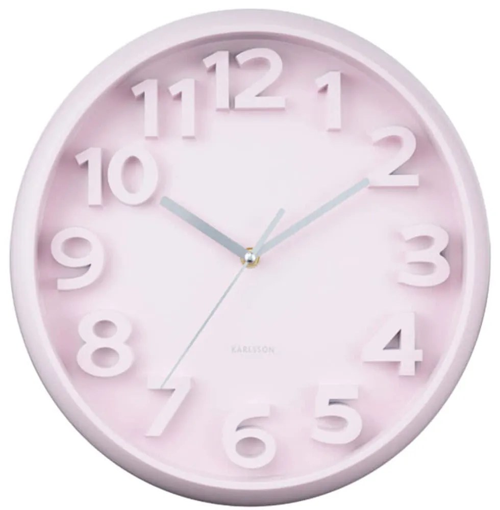 Ρολόι Τοίχου Elevated Classic Numbers KA6052LP Φ33,5cm Soft Pink Karlsson Πολυστερίνη