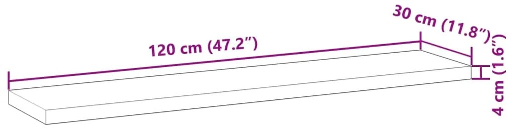 Ράφια Κρεμαστά 2 Τεμ. 120x30x4εκ. Φινίρισμα Λαδιού Μασίφ Ακακία - Καφέ