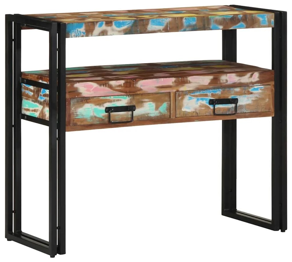vidaXL Τραπέζι κονσόλας με ράφι 90 x 33 x 75 εκ Στερεό Ανακτηθέν Ξύλο
