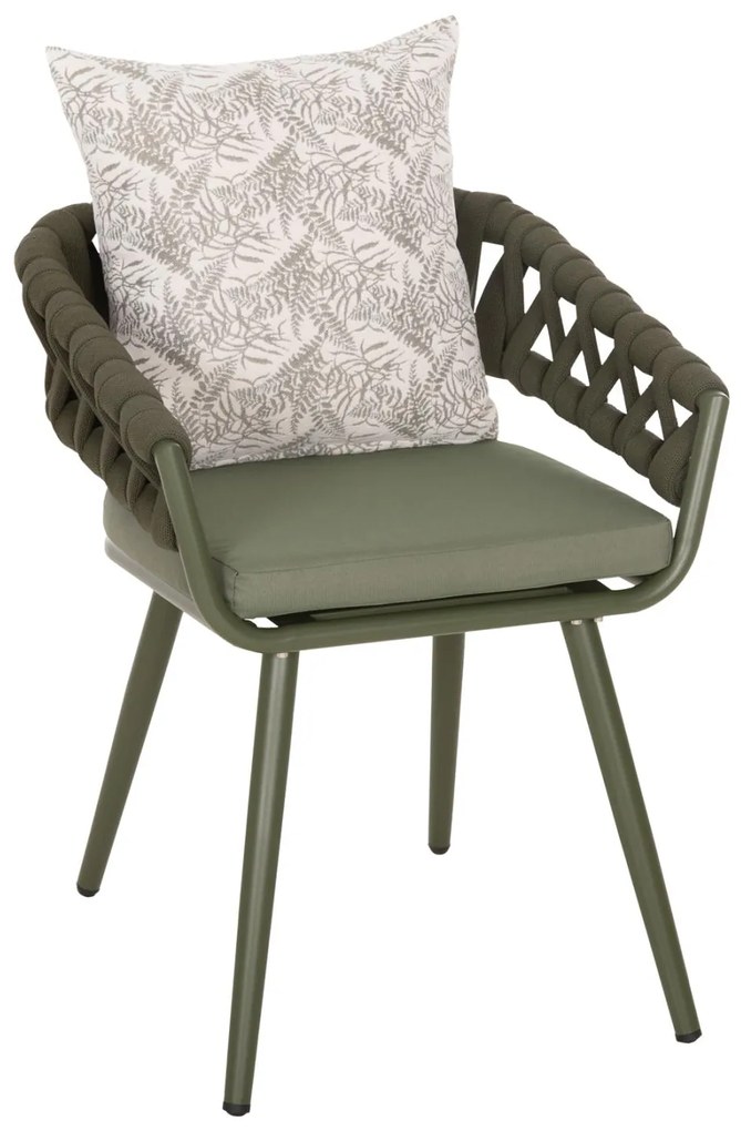 Καρέκλα - Πολυθρόνα CAMDEN C6141.09 Αλουμινίου Dark Olive με Μαξιλάρι σε Σχέδιο Print 56x60x72-87Υεκ 56x60x87 εκ.