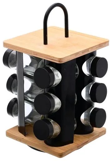 Estia Βάση Μπαχαρικών Bamboo Essentials Περιστρεφόμενη Με 12 Γυάλινα Δοχεία 01-14650