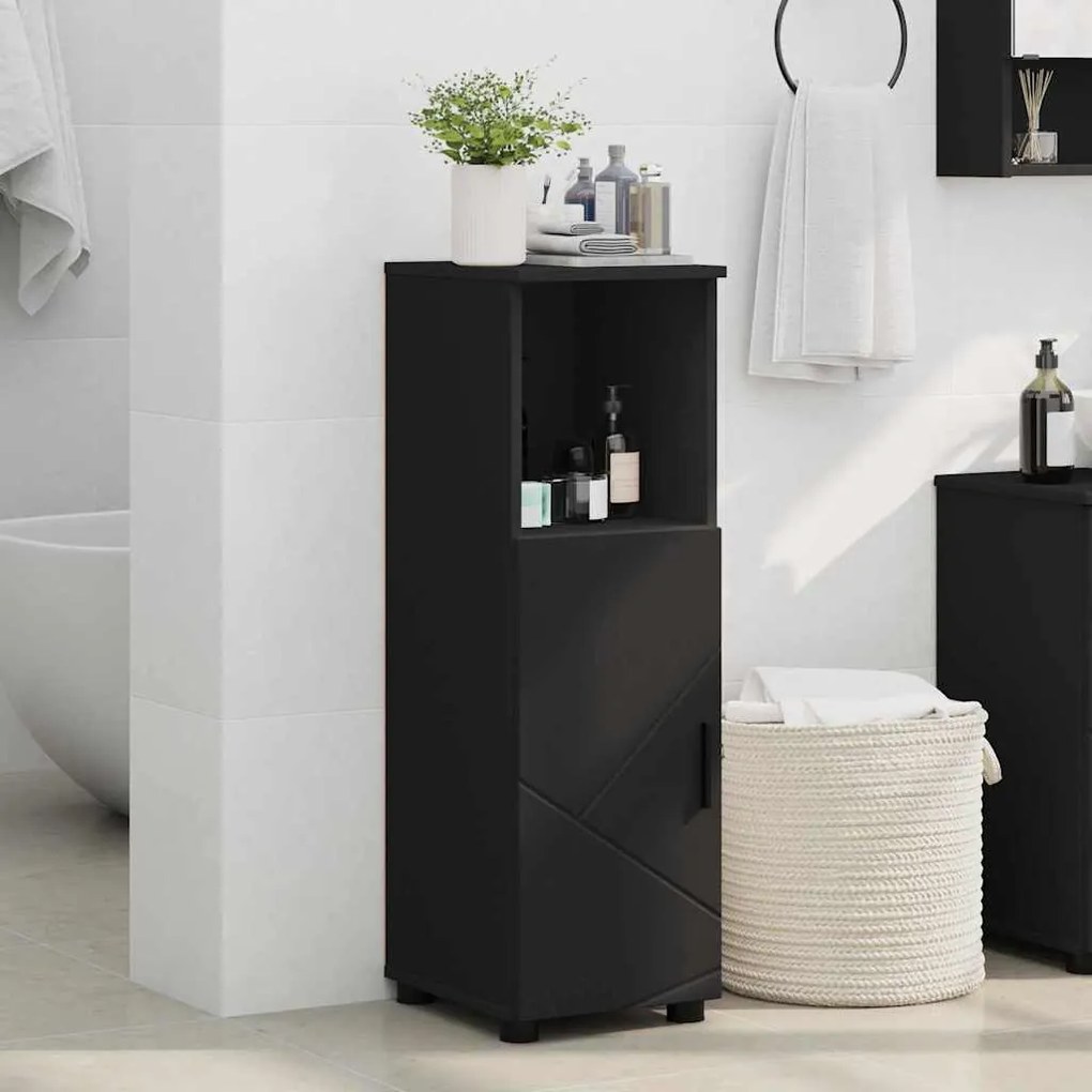vidaXL Ντουλάπι Μπάνιου Μαύρο 30 x 35 x 95 εκ Επεξεργασμένο ξύλο