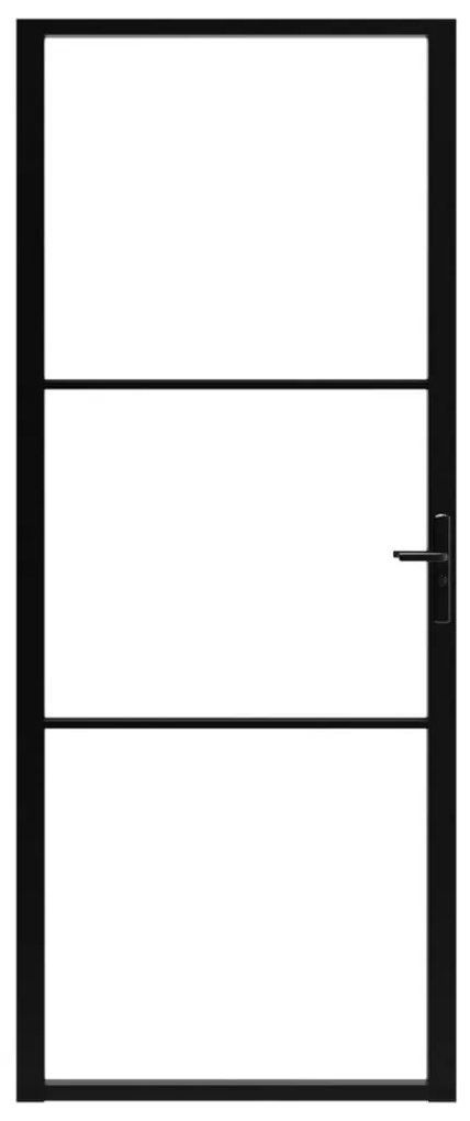 Πόρτα Εσωτερική Μαύρη 93 x 201,5 εκ. από Γυαλί ESG / Αλουμίνιο - Μαύρο