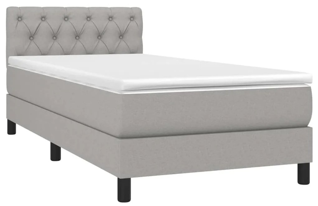 Κρεβάτι Boxspring με Στρώμα &amp; LED Αν.Γκρι 80x200 εκ. Υφασμάτινο - Γκρι