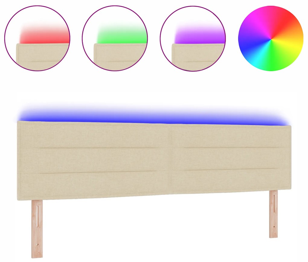 vidaXL LED Κεφαλάρι Γραμμές Σχεδίασης Κρεμ 90 εκ Ύφασμα