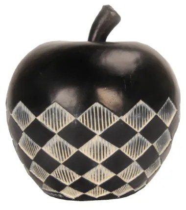 FRUIT BLACK 2 DECO ΜΗΛΟ POLYRESIN ΜΑΥΡΟ ΛΕΥΚΟ D12xH13,2cm - 020751 - 020751