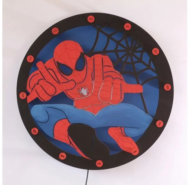 Spiderman Χειροποίητο Παιδικό φωτιστικό τοίχου ξύλινο 45x45cm FTX-312 Mood4Wood-FTX-312-Πολύχρωμο FTX-312