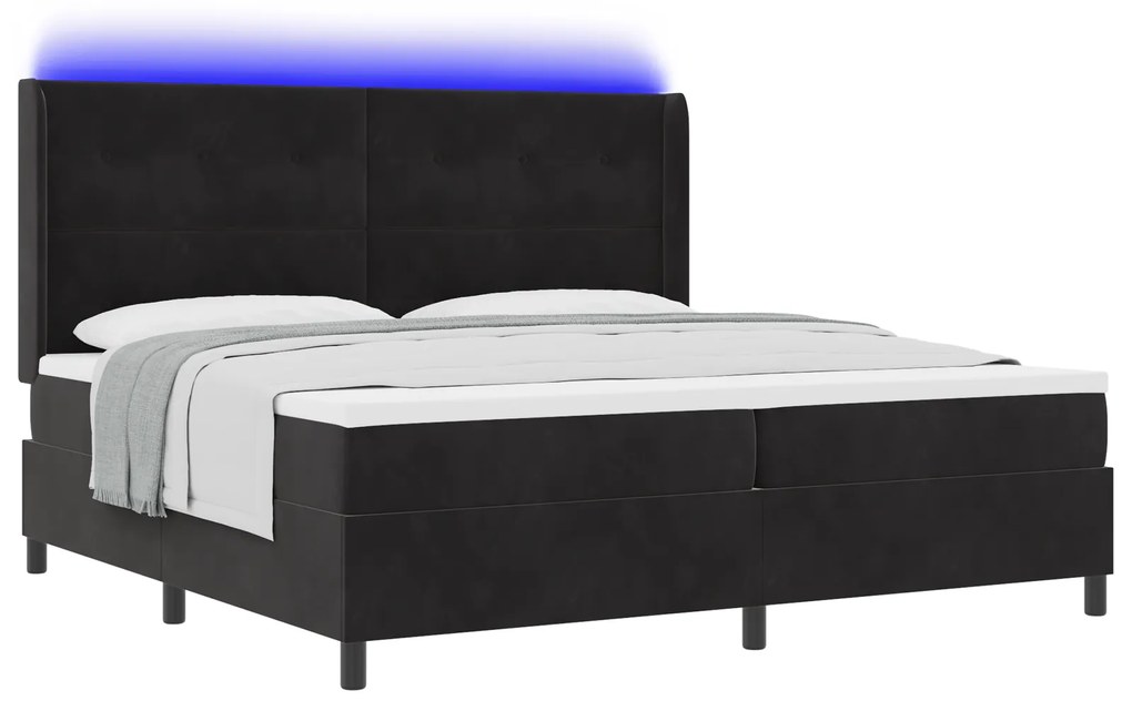 vidaXL Κρεβάτι με Ματράς & LED Μαύρο 200x200 εκ Βελούδο
