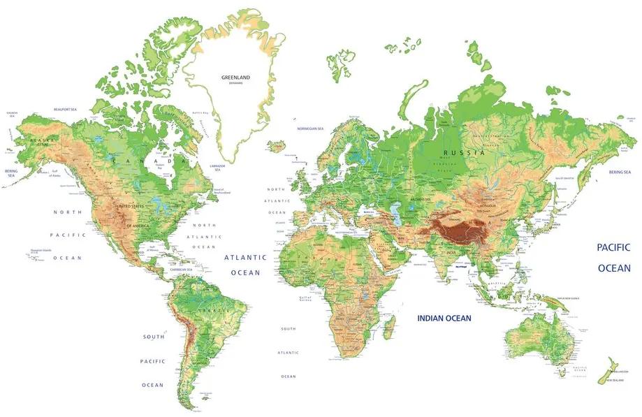 Εικόνα στον κλασικό παγκόσμιο χάρτη από φελλό με λευκό φόντο - 120x80