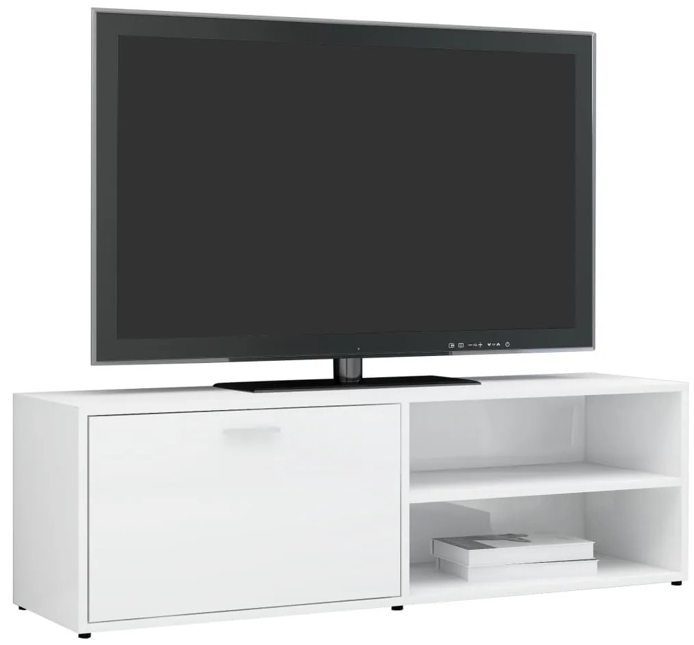 vidaXL Έπιπλο Τηλεόρασης Γυαλιστερό Λευκό 120x34x37 εκ. Επεξ. Ξύλο