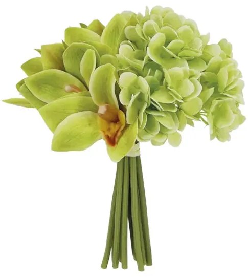 MarHome ΜΠΟΥΚΕΤΟ ΠΡΑΣΙΝΟ ΟΡΧΙΔΕΑ/ΟΡΤΑΝΣΙΑ REAL TOUCH Χ12 Y24cm 24/192KIB 00-2673-2