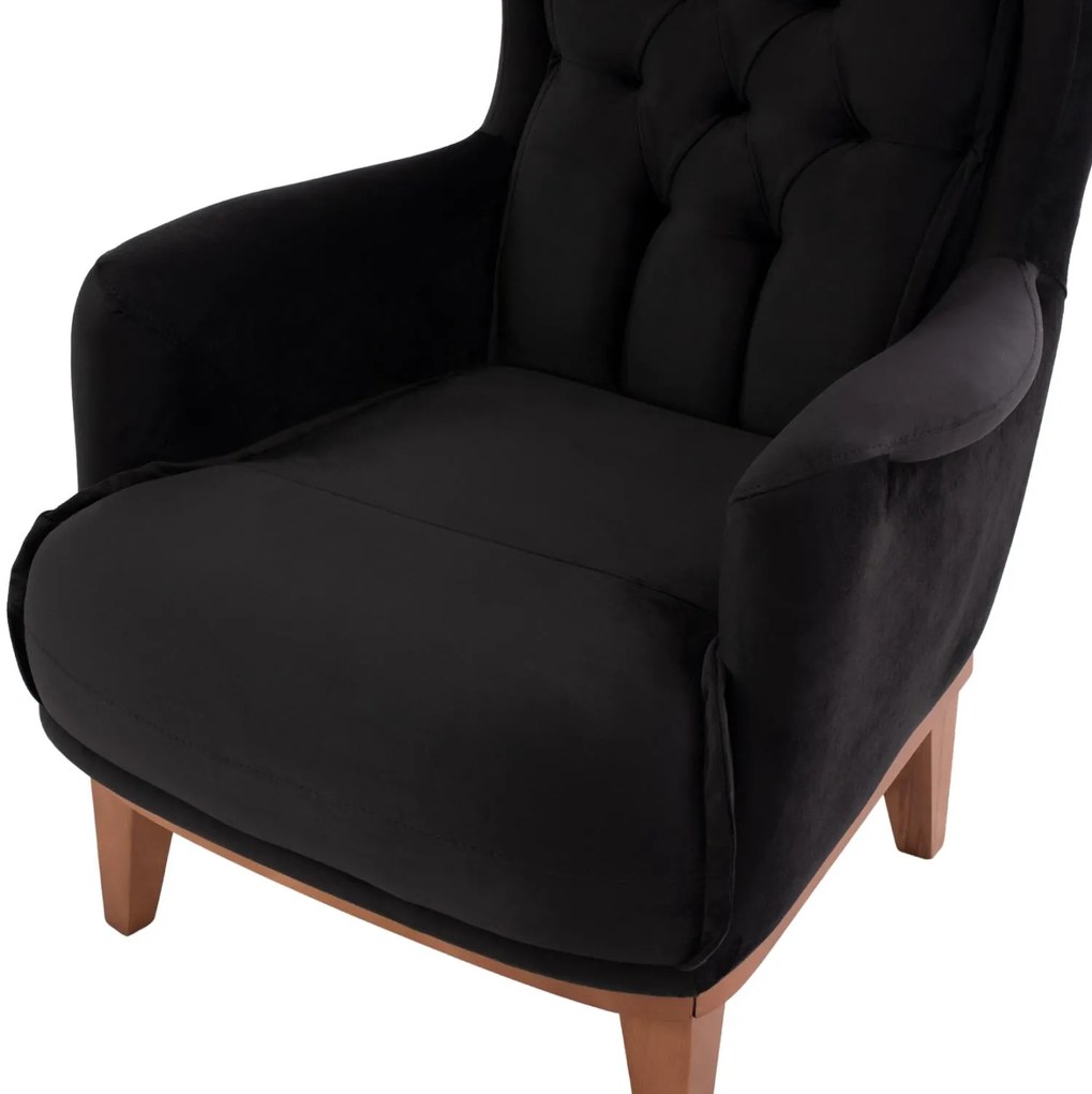 Πολυθρόνα - Μπερζέρα BENNINGTON C9313.01 Μαύρο Βελούδο 75x100x100 εκ. 75x100x100 εκ.