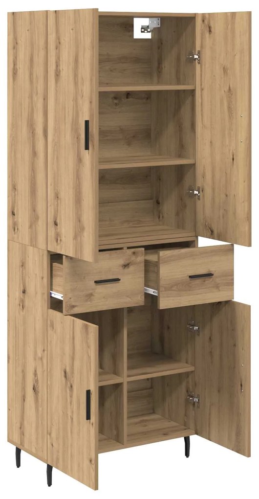vidaXL Highboard με συρτάρι 2 pcs Artisan Oak Σύνθετο Ξύλο και Γυαλί