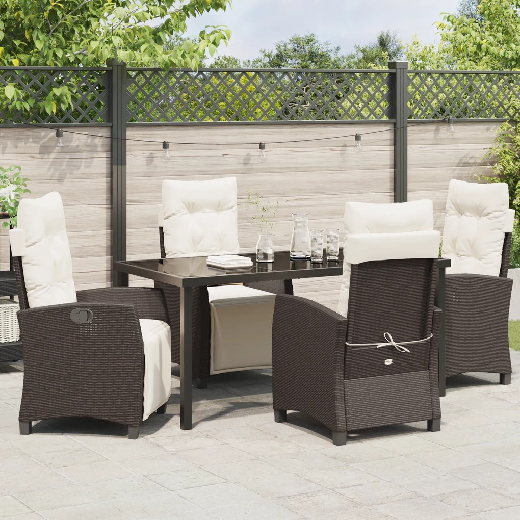 vidaXL Σετ Επίπλων Κήπου 5 Τεμαχίων Καφέ Poly Rattan