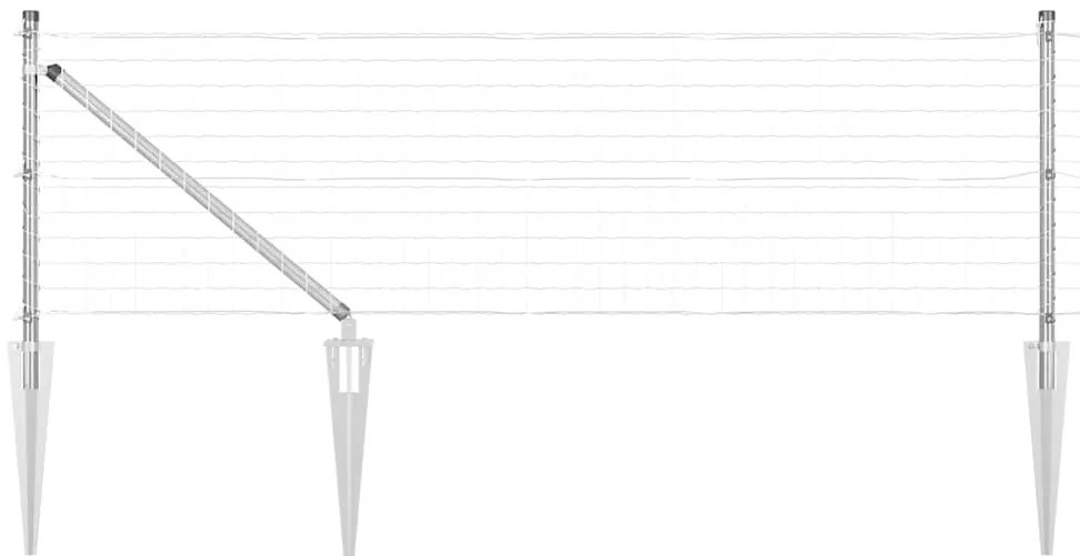 vidaXL Φράχτης με Στήλες. Ασημί 0.8 x 25 m Ατσάλι