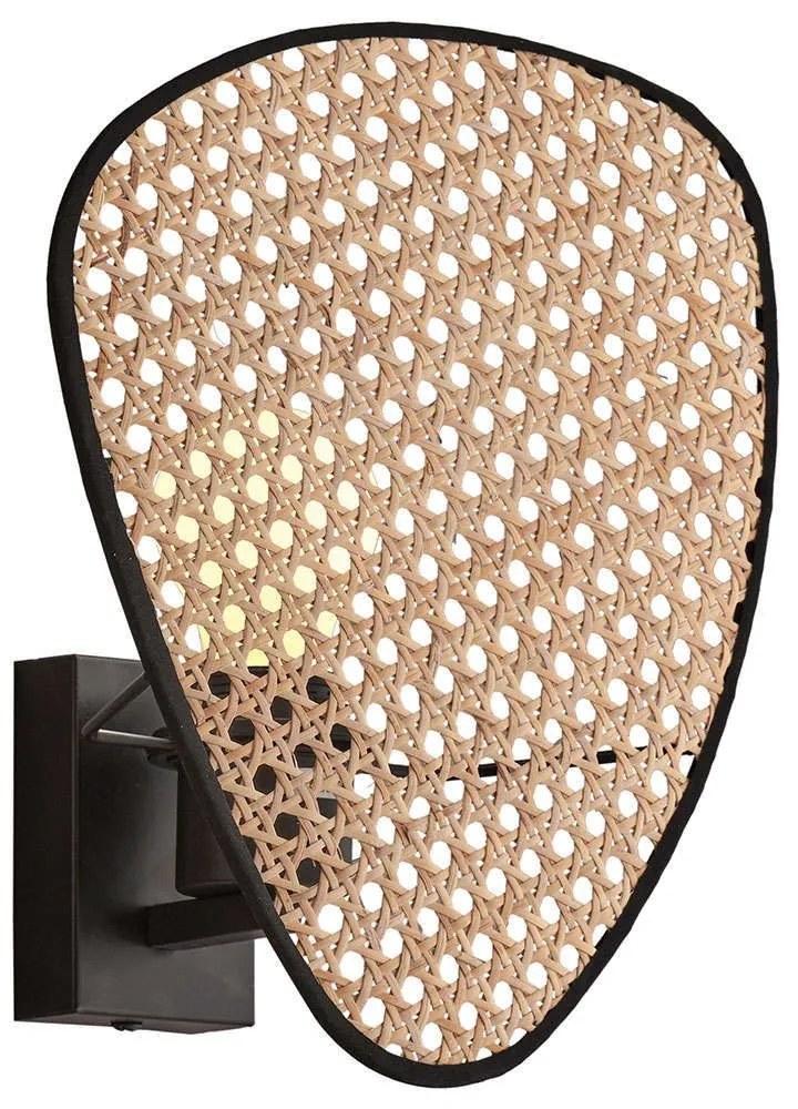 Φωτιστικό Τοίχου - Απλίκα Gheisa 4267900 15x30cm 1xE27 40W Natural-Black Viokef Rattan Steel