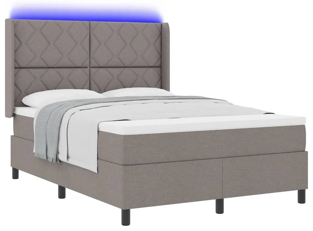 vidaXL Κρεβάτι με ελατήρια με στρώμα Taupe 140 x 200 cm ύφασμα