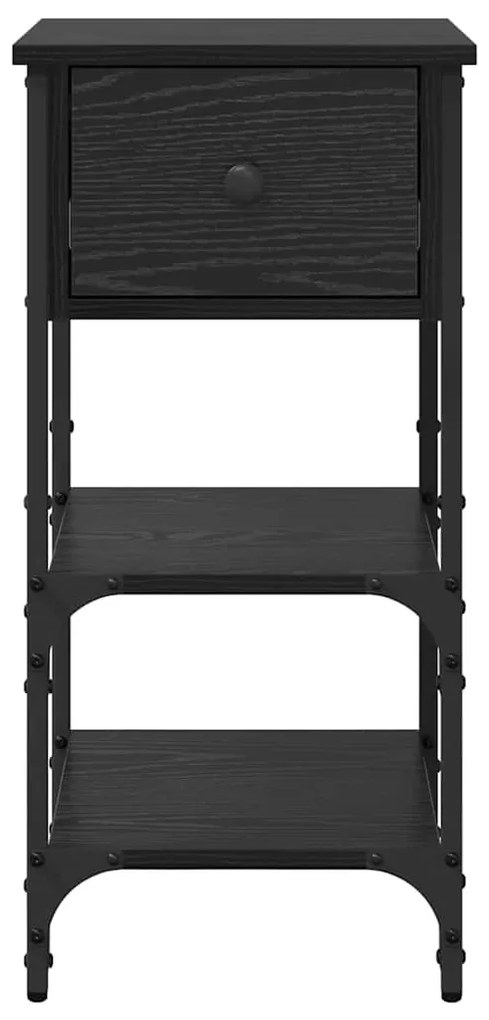 vidaXL Κομοδίνο με συρτάρι Μαύρη δρυς 34 x 36 x 70 εκ