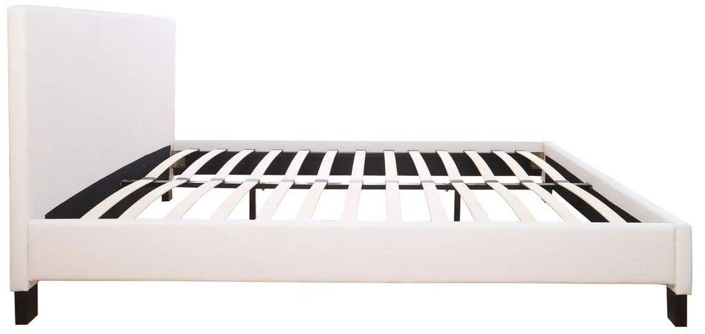 Επενδυμένο Κρεβάτι με Στρώμα BECCA Διπλό Λευκό Τεχνόδερμα 150x200εκ. 157x207x96 εκ.