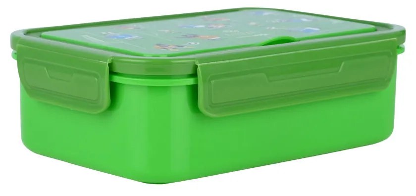 Φαγητοδοχείο Παιδικό 2 Ανοξείδωτων Θέσεων Με Πιρούνι-Κουτάλι-Μαχαίρι 900ml-20x13,2x7εκ. Jungle Kick Save The Aegean Estia 01-33705