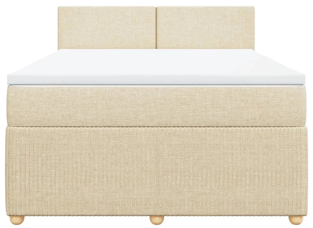 vidaXL Κρεβάτι Boxspring με Στρώμα Κρεμ 140x200 εκ. Υφασμάτινο