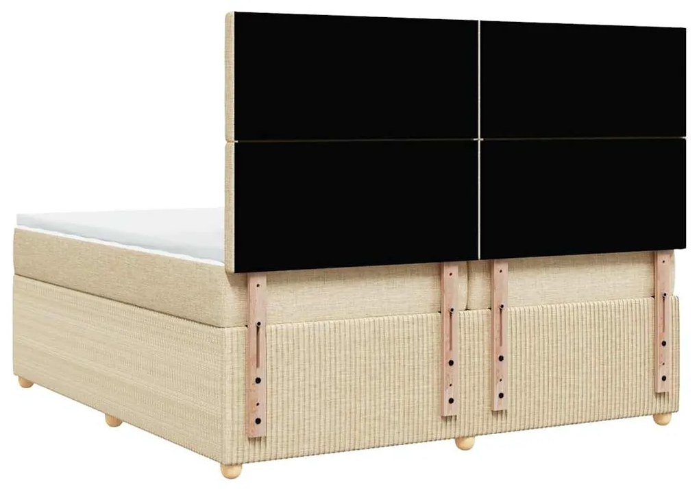 vidaXL Κρεβάτι Boxspring με Στρώμα Κρεμ 200x200 εκ. Υφασμάτινο