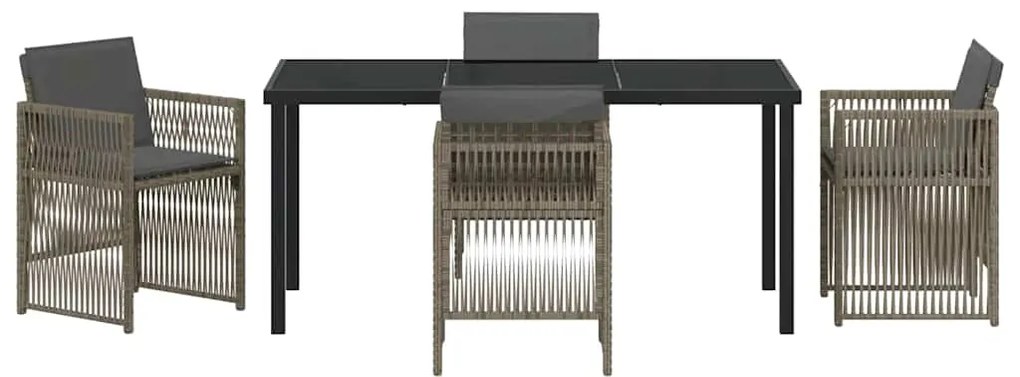 vidaXL Σέτ φαγητού για κήπο 5 pcs Γκρι Χάλυβας με επίστρωση πούδρας