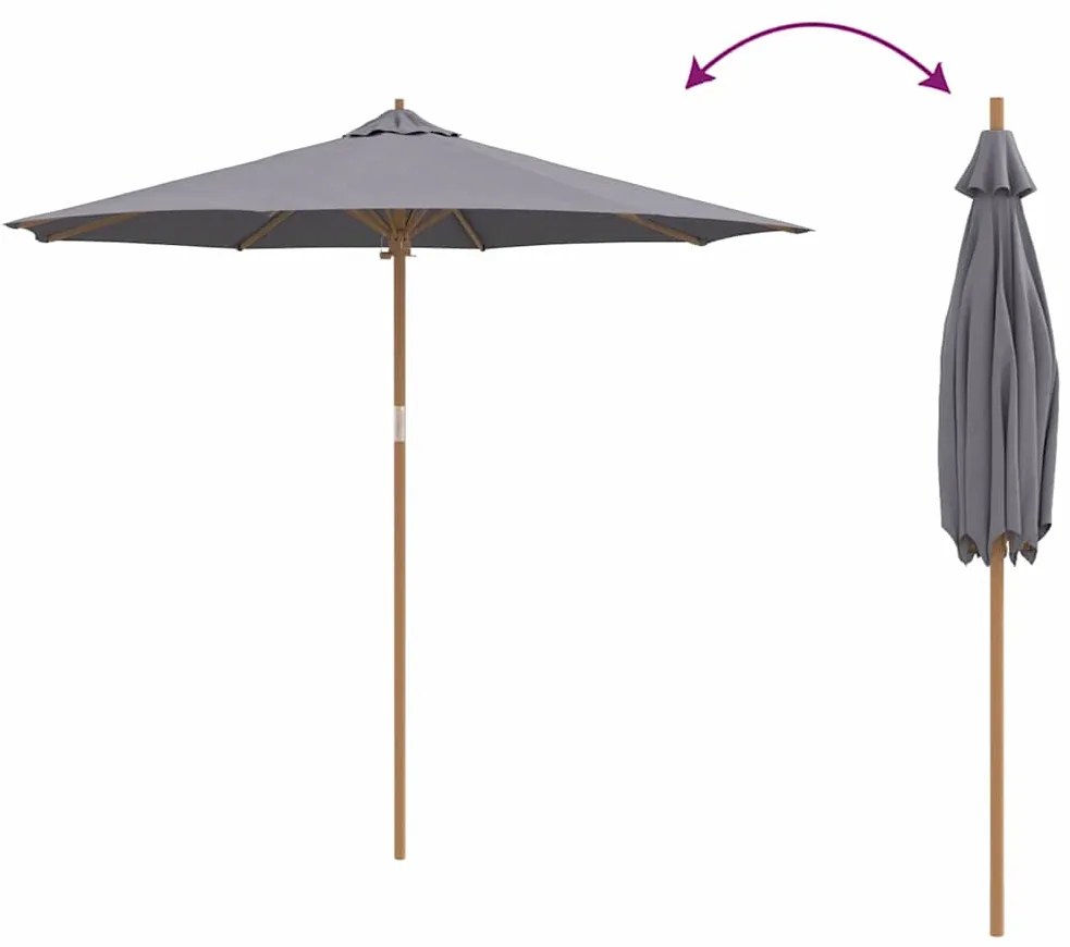vidaXL Ομπρέλα Κήπου Σκούρο Γκρι Ø 270 x 260 εκ Μπαμπού