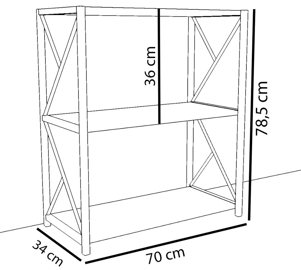 Βιβλιοθήκη JAWARA Μαύρο Μοριοσανίδα/Μέταλλο 70x34x78.5cm - 14870076 - 14870076