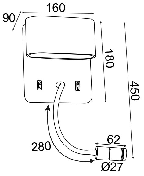 ΕΠΙΤΟΙΧΟ Φ/Σ LED 8W 3000K 640LM ΛΕΥΚΟ ΜΕΤ/ΚΟ 16Χ9Χ45CM PRIAMUS