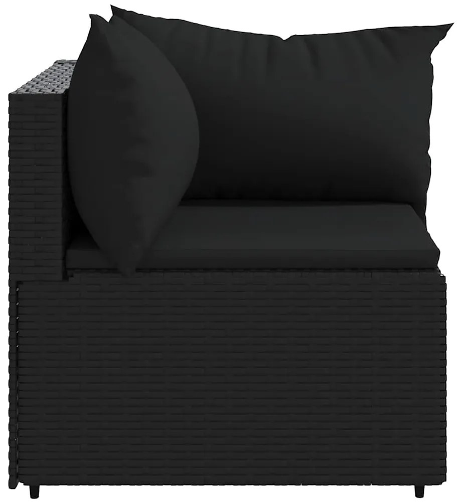 vidaXL Καναπέδες Κήπου Γωνιακοί με Μαξιλάρια 2 τεμ. Μαύρο Συνθ. Ρατάν