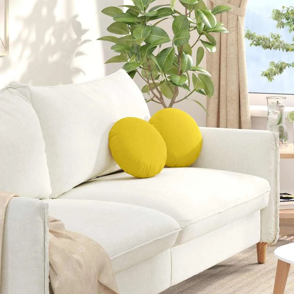 Μαξιλάρια καθισμάτων 2 pcs Απαλό Κίτρινο Ø30 x 13 εκ ύφασμα