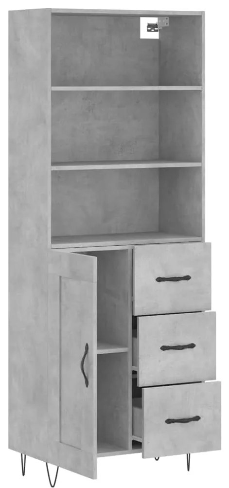 vidaXL Ντουλάπι Γκρι Σκυροδέματος 69,5x34x180 εκ. Επεξεργασμένο Ξύλο