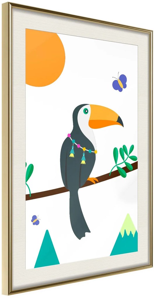 Αφίσα - Fairy-Tale Toucan - 20x30 - Χρυσό - Με πασπαρτού