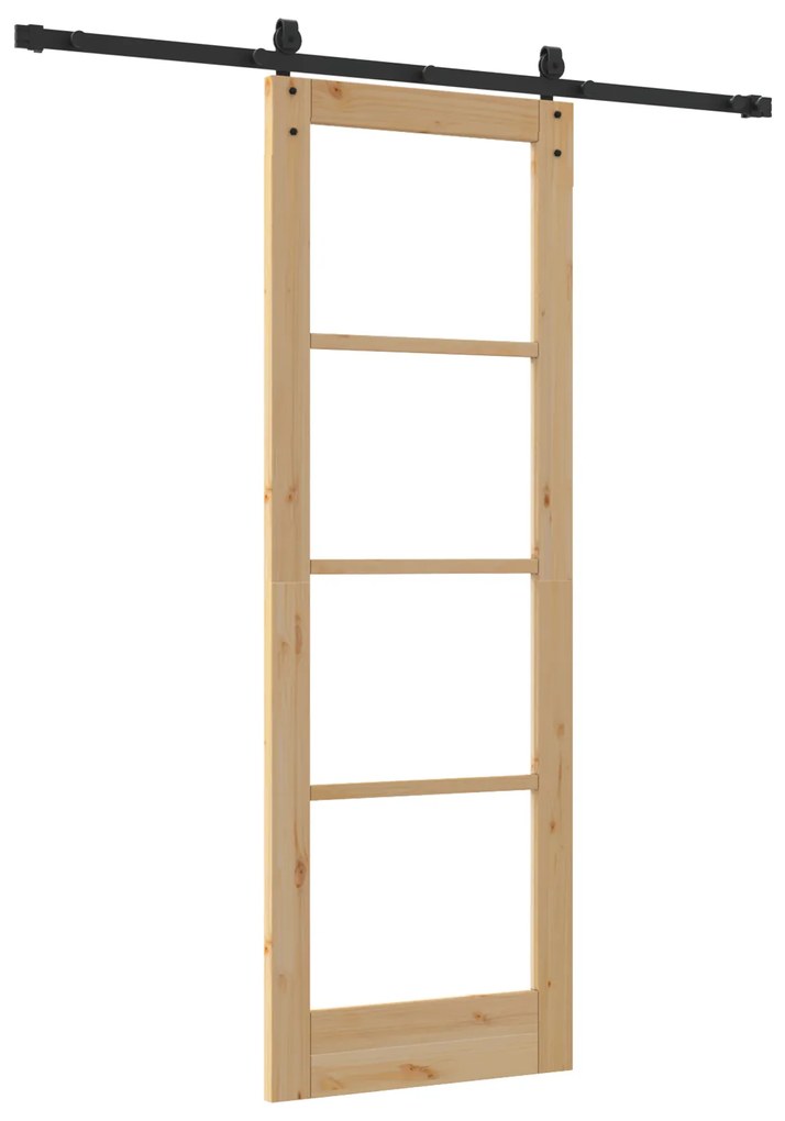 vidaXL Συρόμενη Πόρτα  με Σετ Υλικών 73.5x211 cm Συμπαγές Ξύλο Πεύκου
