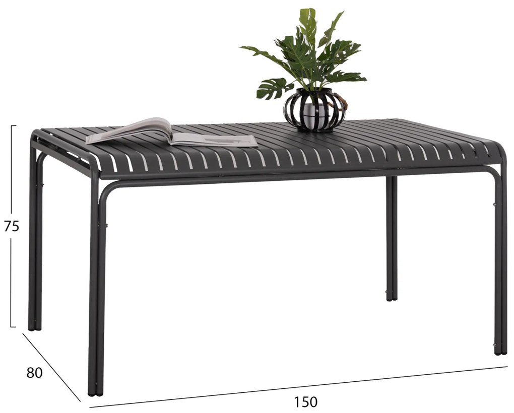 ΤΡΑΠΕΖΙ ΑΛΟΥΜΙΝΙΟΥ RACHEL HM6339.01 ΓΚΡΙ 150x80x75Υεκ.