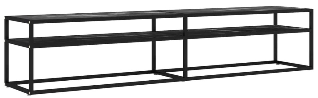 vidaXL Έπιπλο Τηλεόρασης Λευκό Όψη Μαρμάρου 200x40x40,5εκ Γυαλί Ασφαλ.