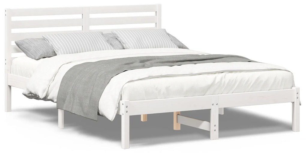 vidaXL Σκελετός Κρεβατιού Λευκό 140 x 190 cm Συμπαγές ξύλο πεύκου