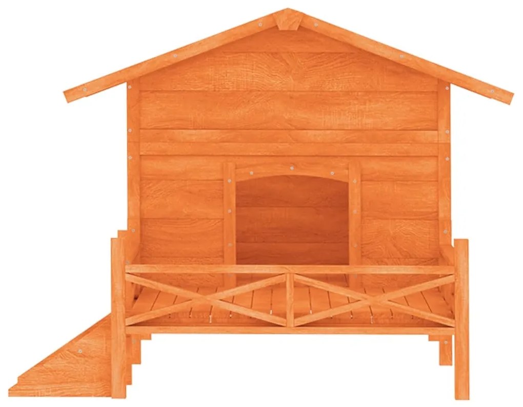 vidaXL Σπίτι Σκύλου Καφέ 159 x 120 x 88,5 εκ. από Μασίφ Ξύλο Πεύκου