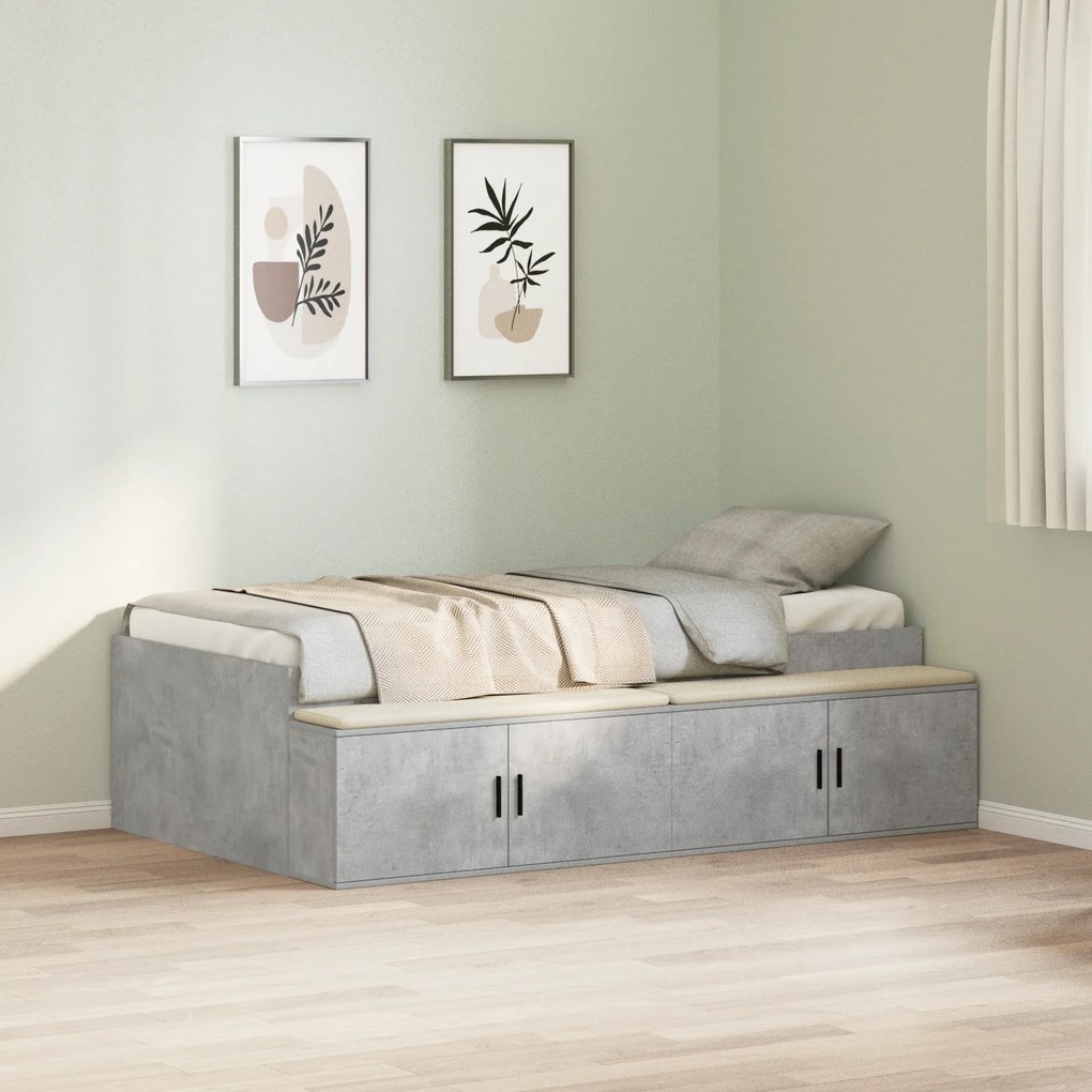 vidaXL Κρεβάτι Αποθήκευσης Σκυρόδεμα Γκρι 90x190 εκ