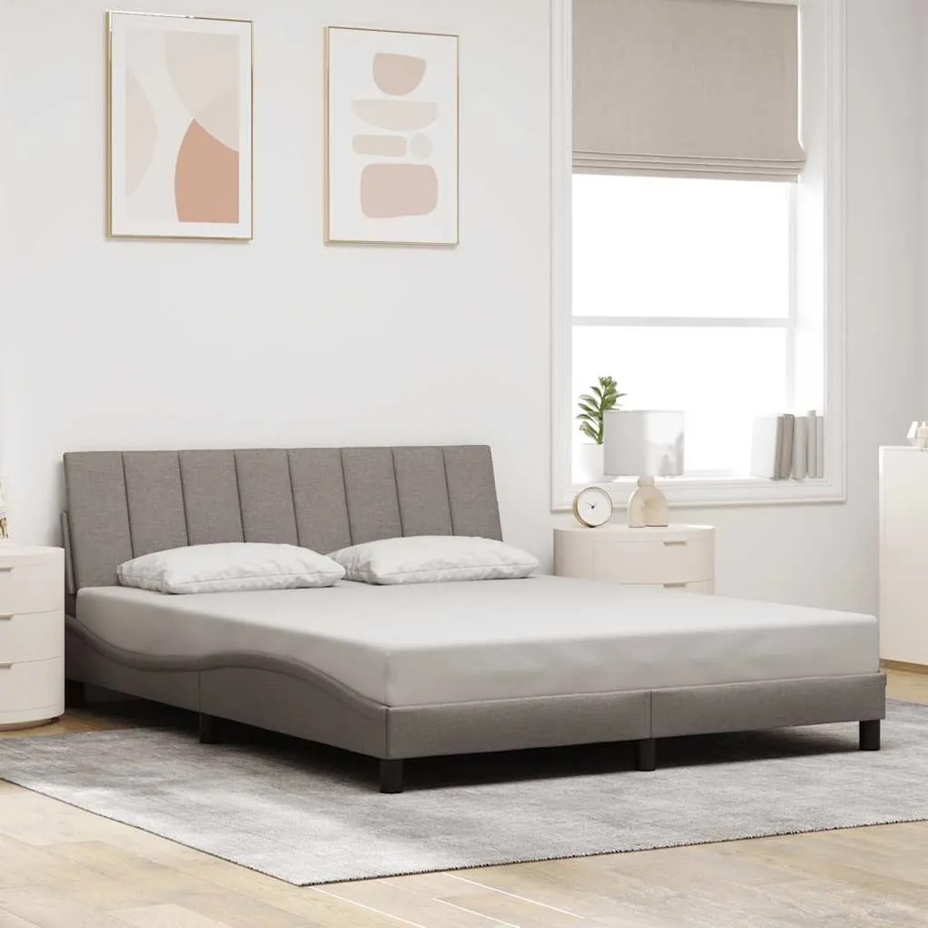 vidaXL Σκελετός Κρεβατιού Χωρίς Στρώμα Taupe 160x200 εκ. Υφασμάτινο
