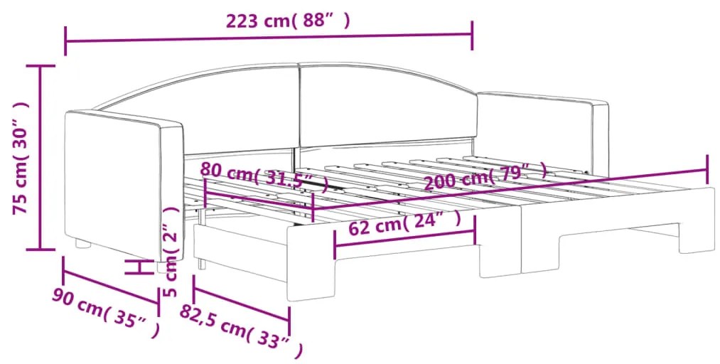 Καναπές Κρεβάτι Συρόμενος Taupe 80 x 200 εκ. Υφασμάτινος - Μπεζ-Γκρι