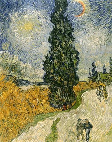 Vincent van Gogh - Εκτύπωση έργου τέχνης Road with Cypresses, 1890, (30 x 40 cm)